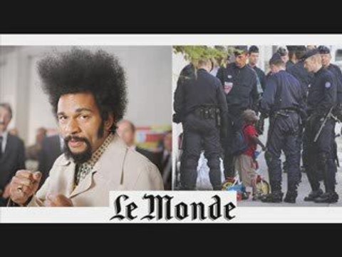 Dieudonné bloqué par des crs en allant deposer sa liste.