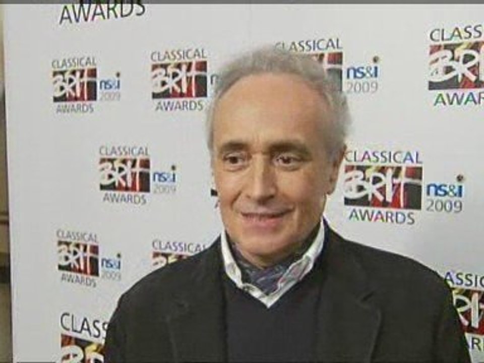 Tenor Jose Carreras speaks at classical Brit awards