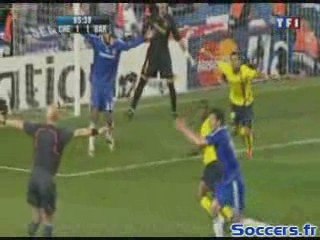 Chelsea barcelone 06 05 09 Ballack pète les plombs