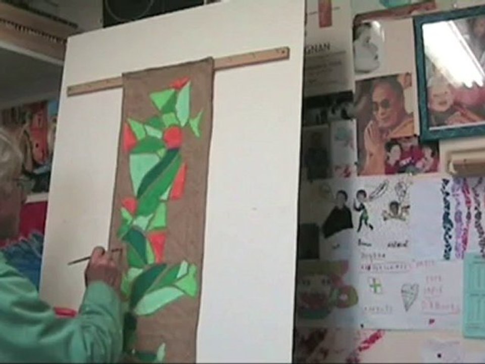 Peinture sur jute froissé J910  125 x30