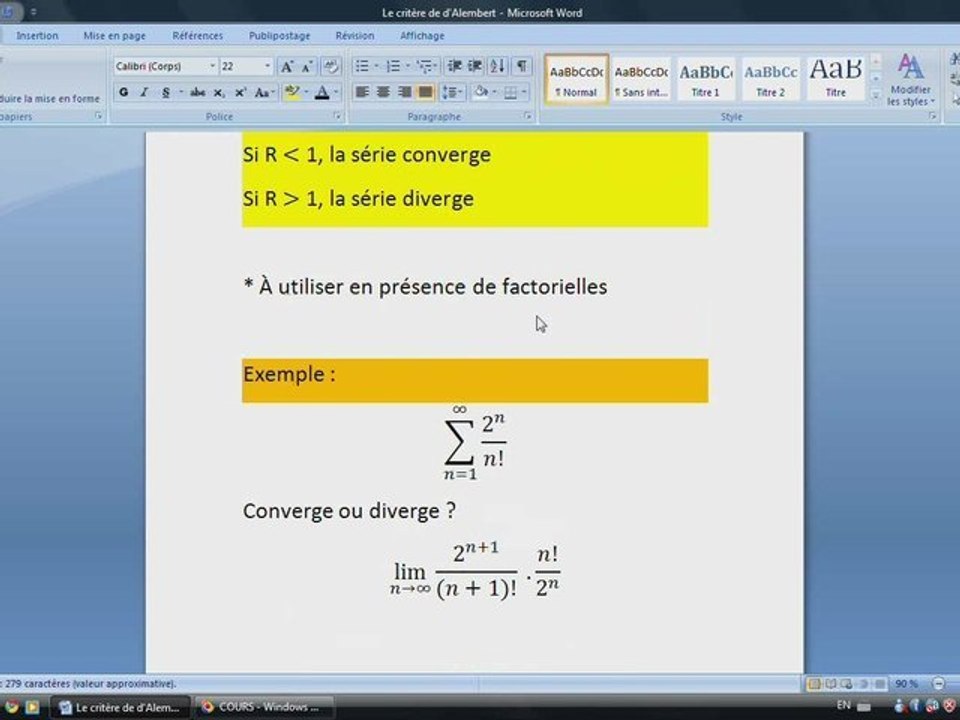 Le critère de d'Alembert