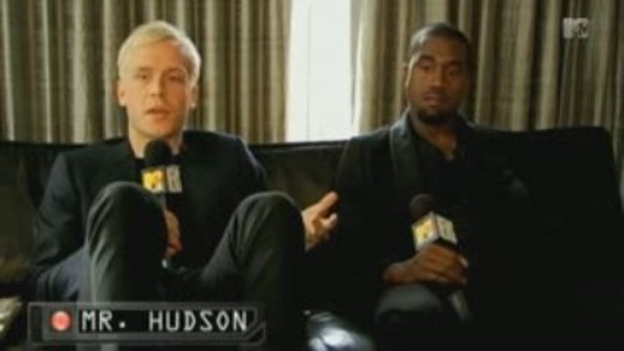 Kanye & Mr. hudson on the set of Supernova