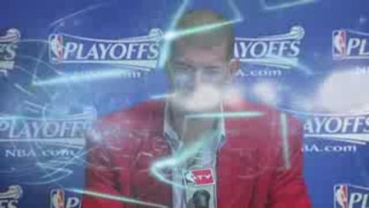 Shane Battier talks to the media after today's disappointing