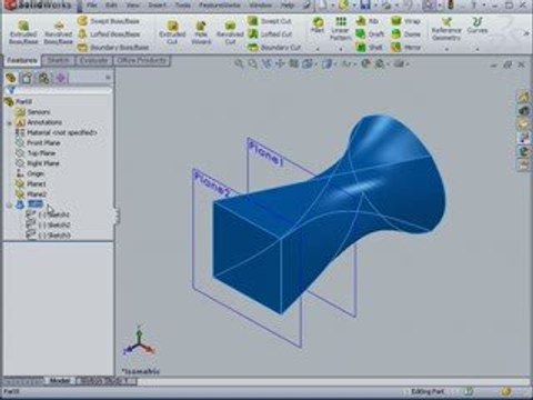 Learn solidworks 2009 Base Loft FeatureWorks surface design