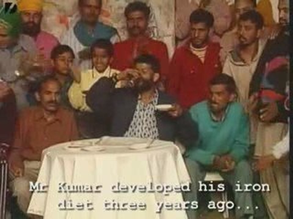 India: Man eats nails as snack