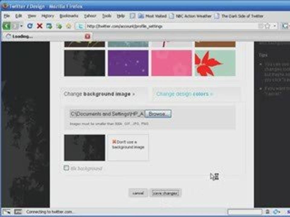 Adding Background Image  Twitter
