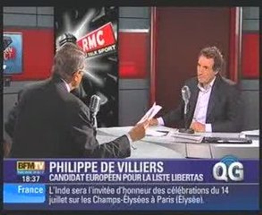 Philippe de Villiers sur BFM TV le 26 mai 2009.