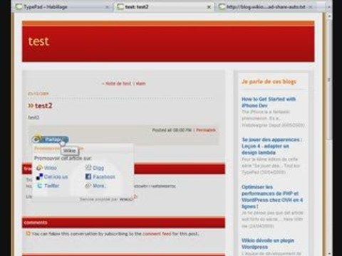Installation du service de partage universel dans Typepad