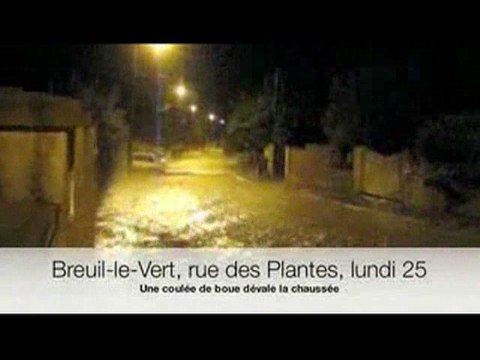 Orage cataclysme inondations: une coulée de boue dans l'Oise