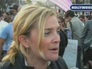 Download Video: Drew Barrymore leads celebs in Prop 8 protest