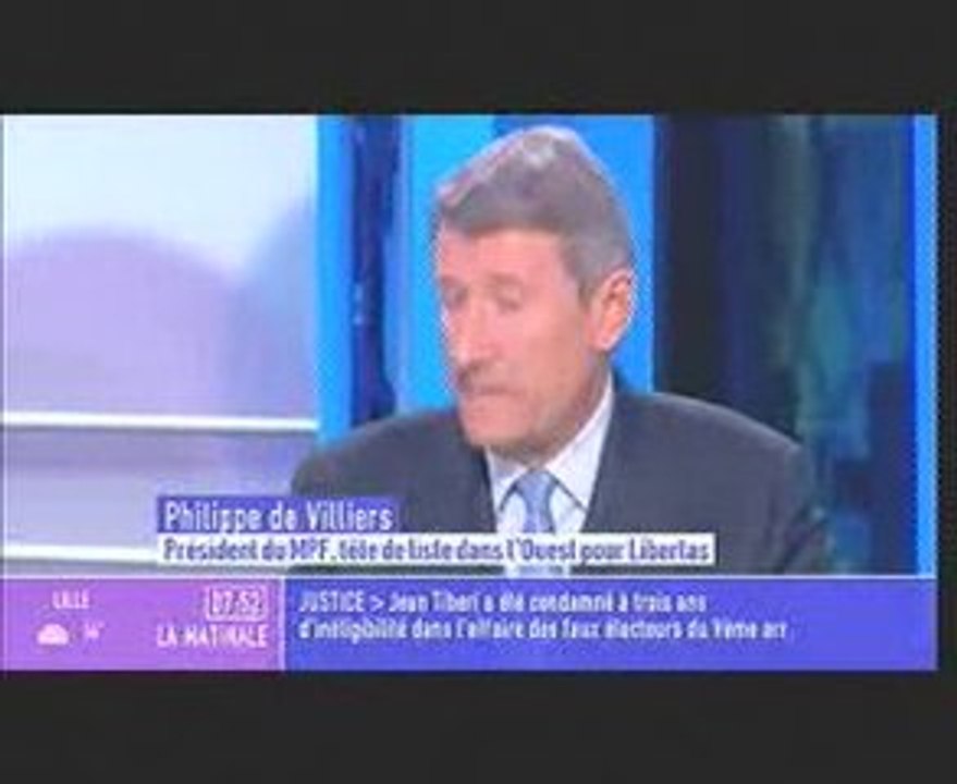 Philippe de Villiers dans la Matinale de Canal+ le 28 mai 09