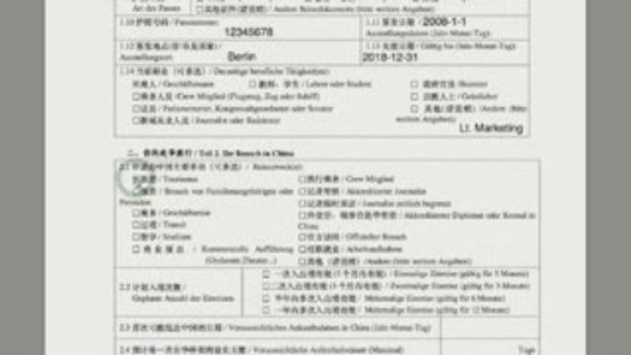 Antrag zum China Visum Teil 1 chinavisum24.de