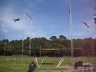 trapèze volant, planche retour pirouette essais
