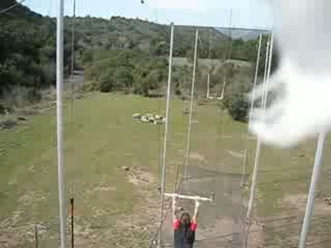 trapèze volant, premier double au filet sans longes