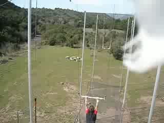 trapèze volant, premier double au filet sans longes