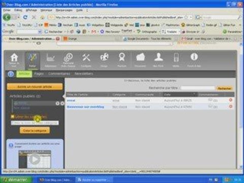 Gerer les articles et les categories sur overblog