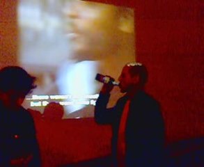 Young man eating a line at hiphop networking