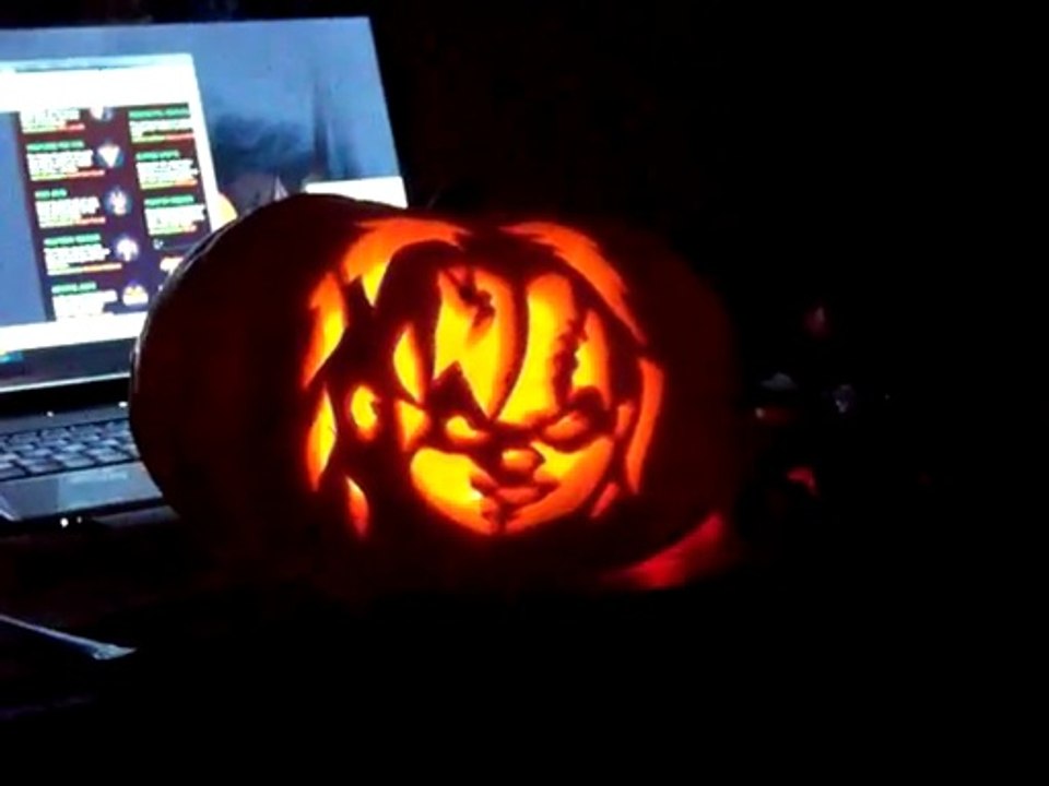 SCULPTURE HALLOWEEN jack o lantern Chucky halloween pumpkin. le treport. pingou 76 mic